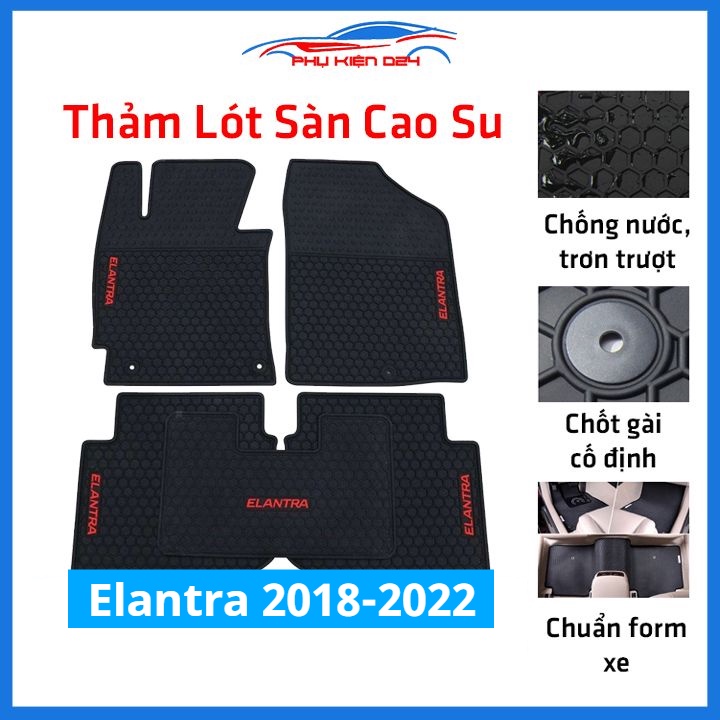 Lót sàn ô tô cao su Elantra 2018-2019-2020-2021-2022 không mùi chống trơn trượt