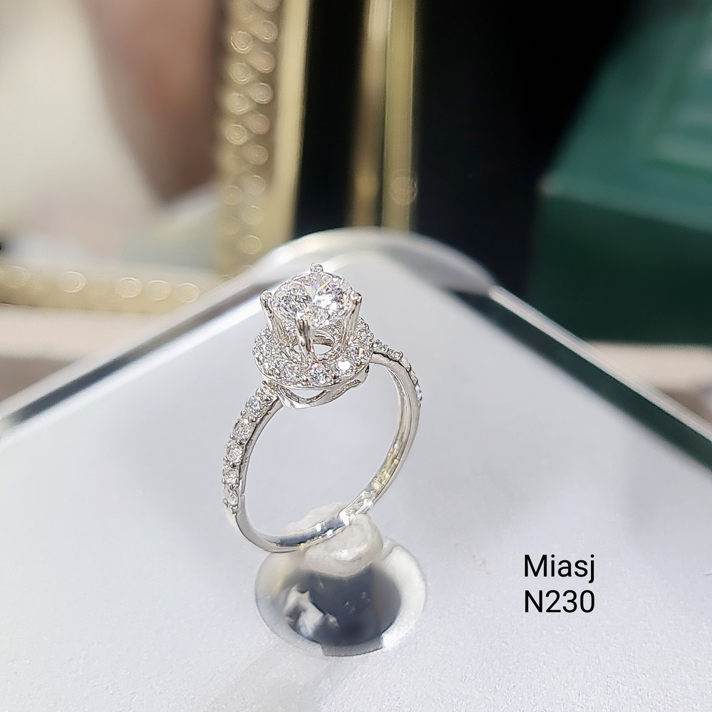Nhẫn nữ bạc Ý S925 nạm đá xoàng 2 tầng cao cấp MiASJ N230 sang trọng