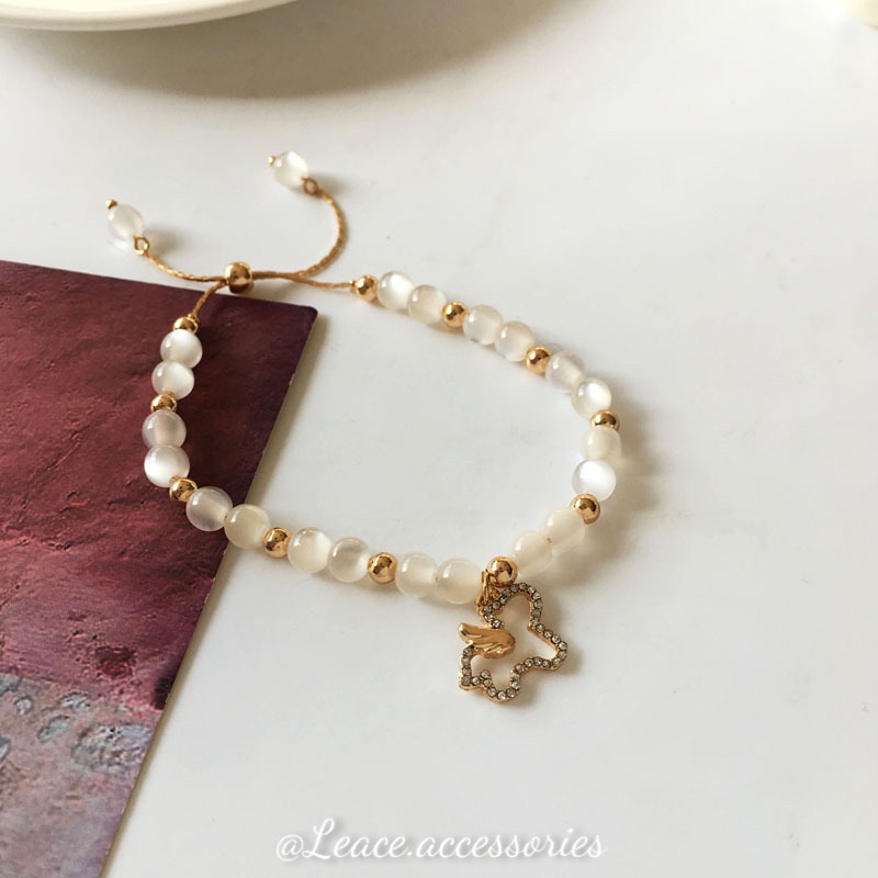 Vòng tay nữ, lắc tay dây rút đá mắt mèo mặt kỳ lân đính đá nữ tính BL020 Leace.accessories