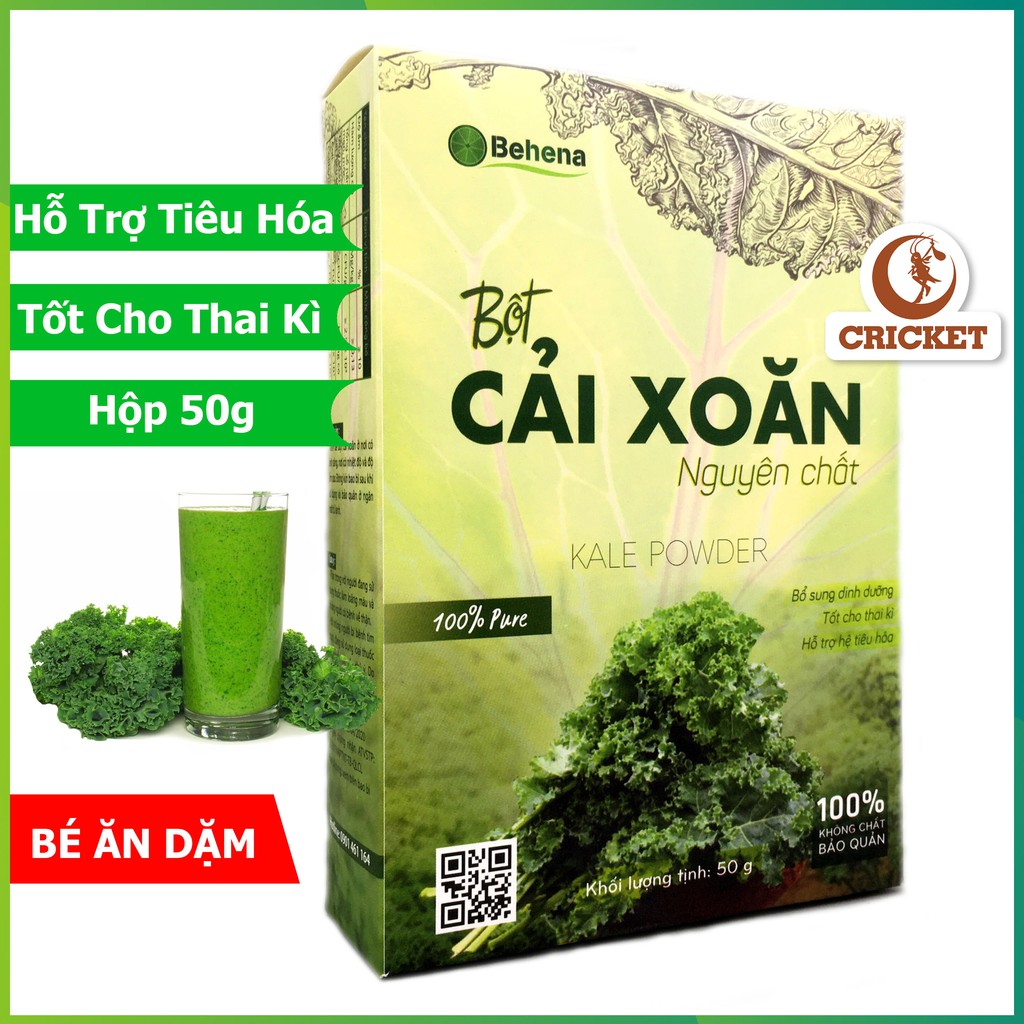 Bột Cải Xoăn Kale Sấy Lạnh Nguyên Chất  Behena (50g)  Bột ăn dặm cho bé, bổ sung dinh dưỡng, chắc xương