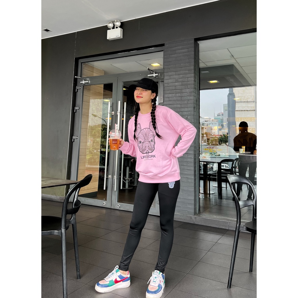 (HÀNG XUẤT XỊN) Quần Legging Dài Lifework đen in hình