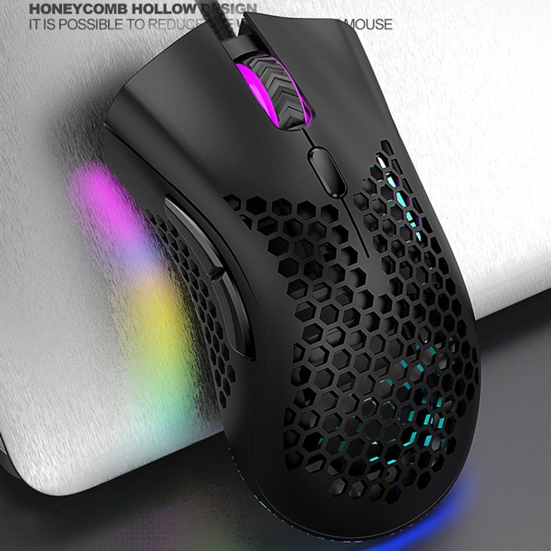 Chuột Máy Tính Có Dây Họa Tiết Tổ Ong RGB Chơi Game Cho FPS Game MOBA