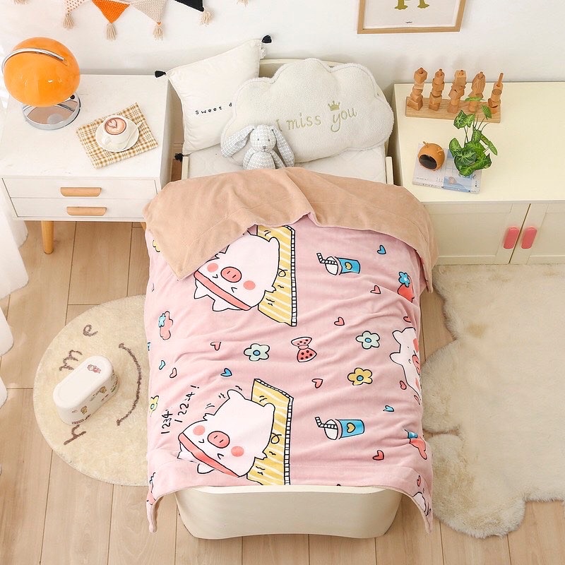 Chăn Nỉ Nhung Sữa Hoạt Hình Dễ Thương Cho Các Bé_shinbedding