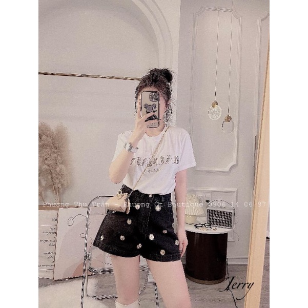 Quần sooc jean đính hoa hàng QCL1