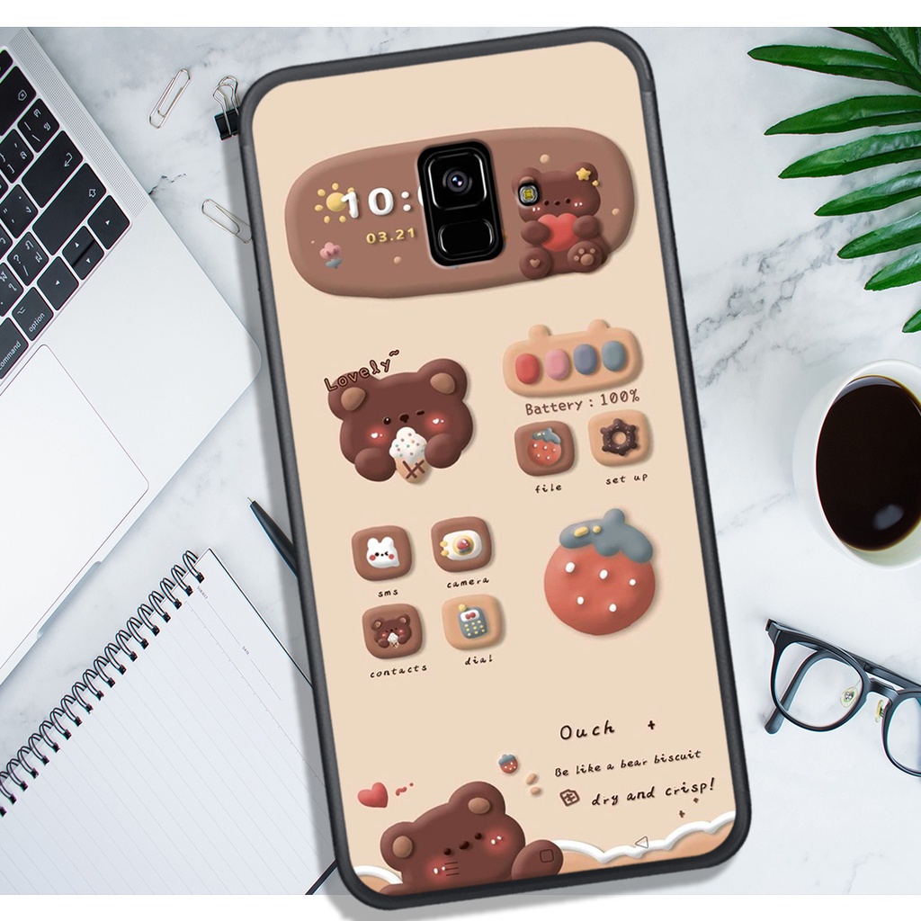 ỐP LƯNG SAMSUNG A5 2018 - A8 2018 - A6 2016 - J6 2018, IN HÌNH GẤU NÂU CHOCOLATE ĐÁNG YÊU.