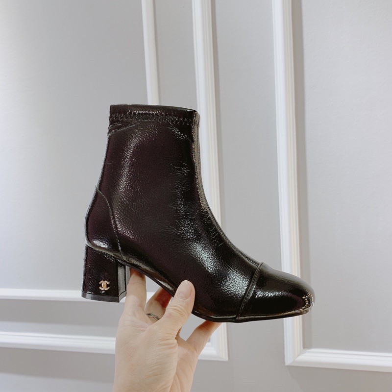 HÀNG CÓ SẴN Boots bóng mũi tròn 5cm