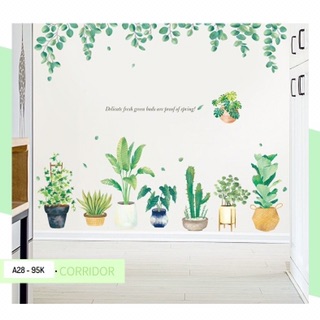 Decal dán tường hình chậu cây đẹp