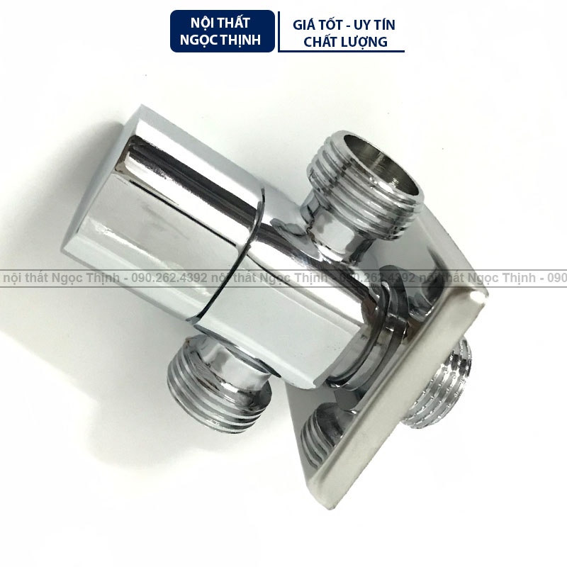 Van T khóa và chia nước SVT-03 (có đầu khóa xoay) 2 nhánh cấp ra chất liệu đồng thau chrome bóng dòng cao cấp