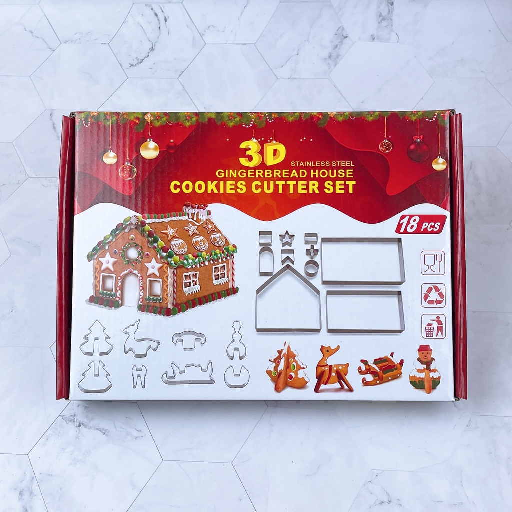 Khuôn làm bánh giáng sinh, kẹo, sô cô la chocolate hình ngôi nhà giáng sinh 3D