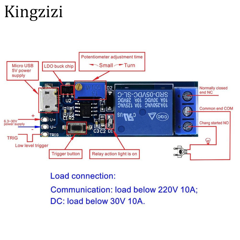 Module rơ le canh thời gian 5V-30V dành cho thiết bị điện tử