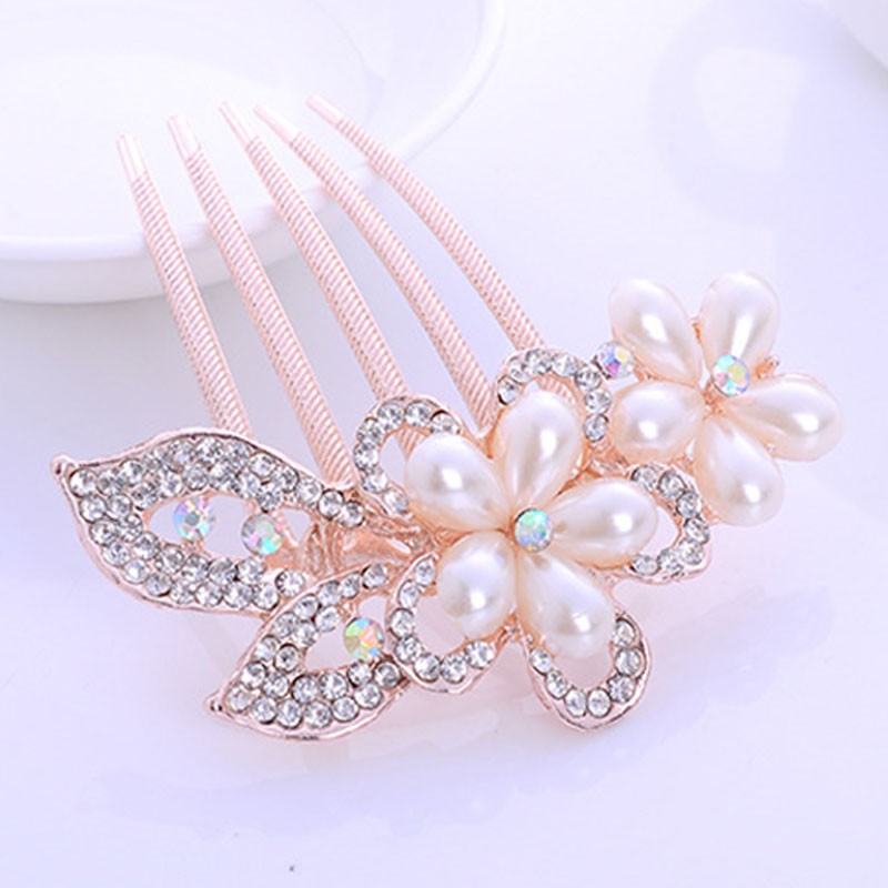 Cài tóc họa tiết hình hoa đính đá thời trang