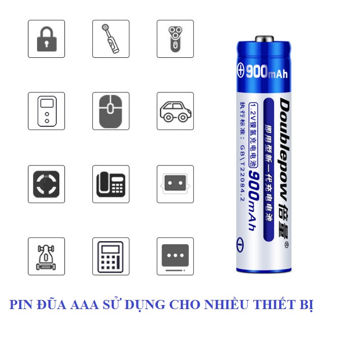 Bộ 8 viên pin sạc Doublepow ( 4 Viên pin sạc AA 1200 mAh và 4 Viên pin sạc AAA 900 mAh)