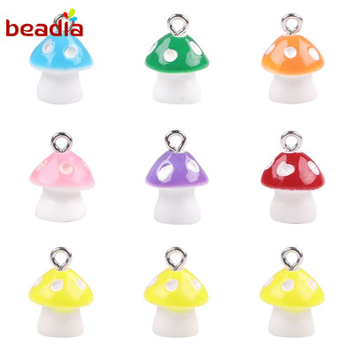 Mặt dây chuyền BEADIA hình cây nấm bằng nhựa dễ thương