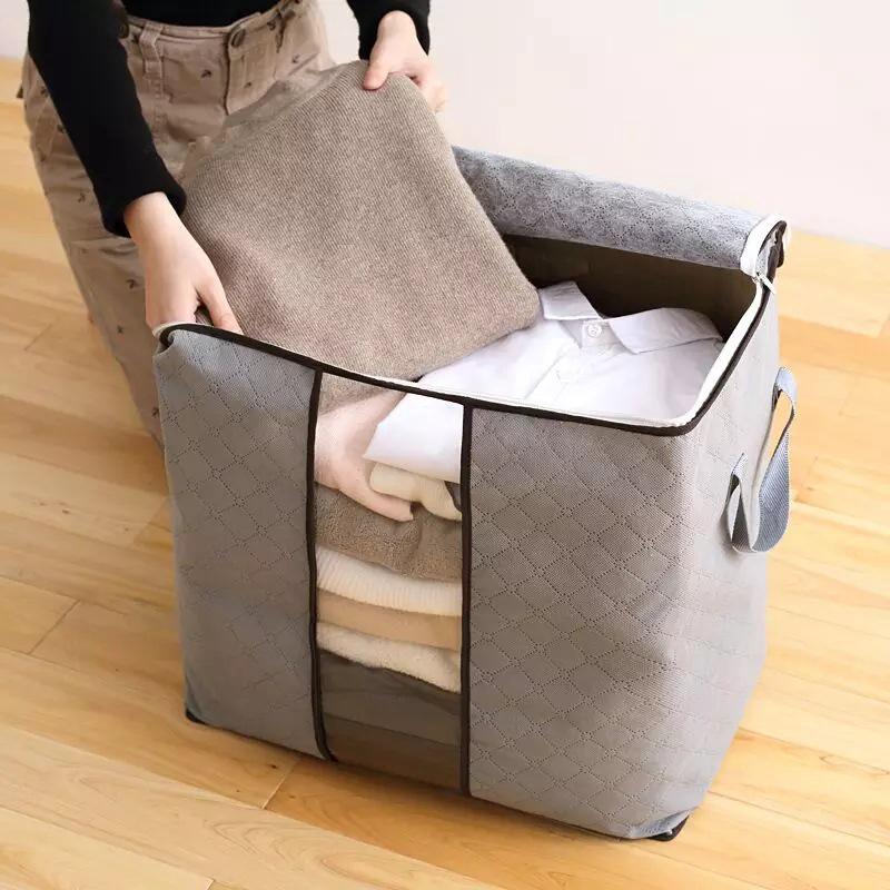 Túi vải không dệt chống thấm nước có khóa kéo dùng đựng chăn gối tiện dụng