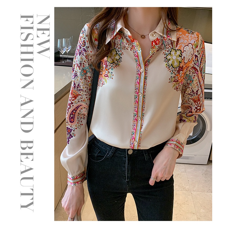 Áo Sơ Mi Công Sở Tay Dài In Hoa Kiểu Hàn Quốc Thời Trang 2022