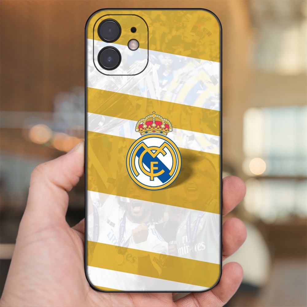 Ốp lưng iPhone 12 dẻo đen cạnh vuông in hình Real Madrid