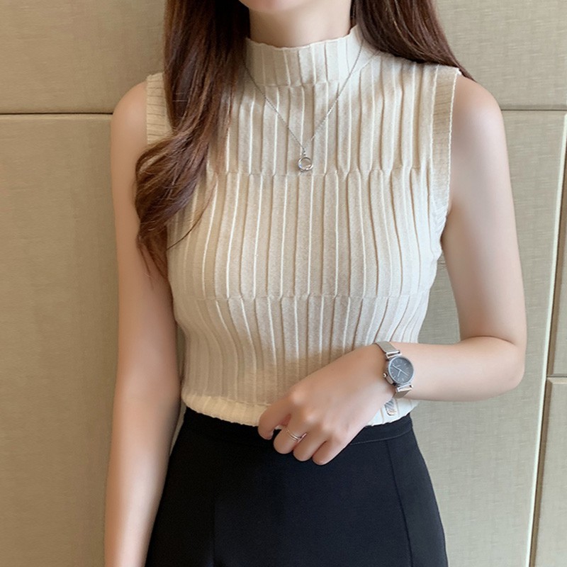 Áo Len Nữ Không Tay Cổ Lọ Thời Trang