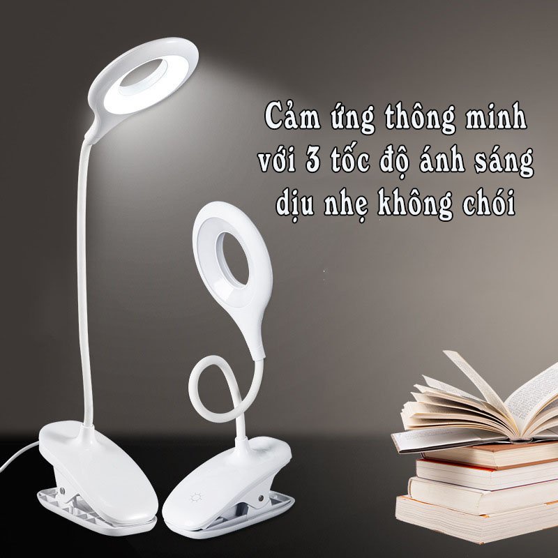 Đèn Học Có Đế Kẹp Bàn Tích Điện Siêu Sáng ĐÈN TAKA