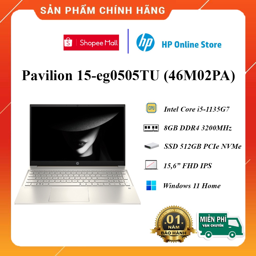 Laptop HP Pavilion 15-eg0505TU | 46M02PA ( i5-1135G7/8GB RAM/512GB SSD/15.6 FHD/Win11/Vàng) - Hàng Chính Hãng