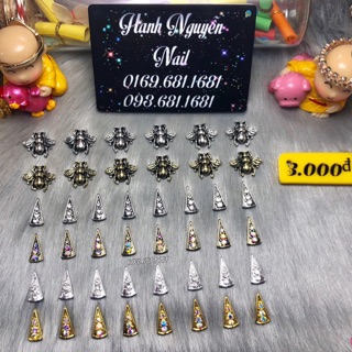 Đá Hình - Charm Ong, tam giác gắn móng. Set 4 viên 12k