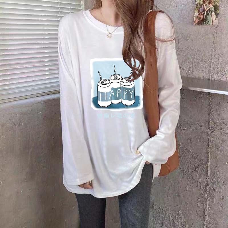 NRVP Áo thun dài tay dáng rộng in hoạt hình