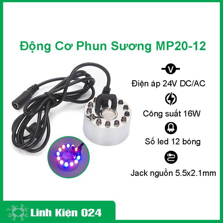 Động Cơ Phun Sương MP20-12 20mm 24VDC 16W 500ml/h V2