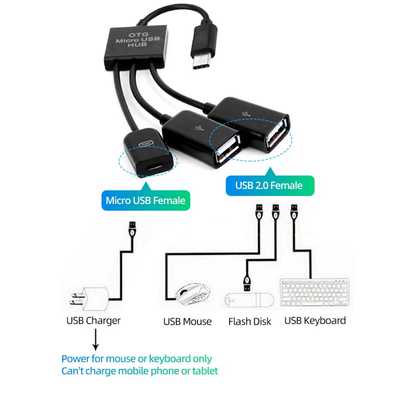 Dây cáp chuyển đổi ANKNDO thiết kế 3 trong 1 3 cổng USB-c type-c 3.1 sang USB 2.0 OTG cho Samsung Xiaomi Huawei