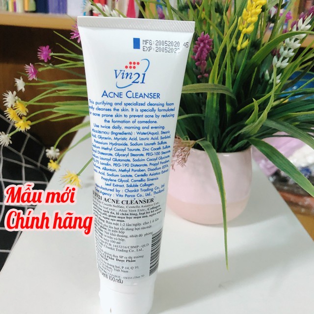 Sữa Rửa Mặt Vin21 Acne Cleanser Collagen Sạch Da Ngừa Mụn Hiệu Quả