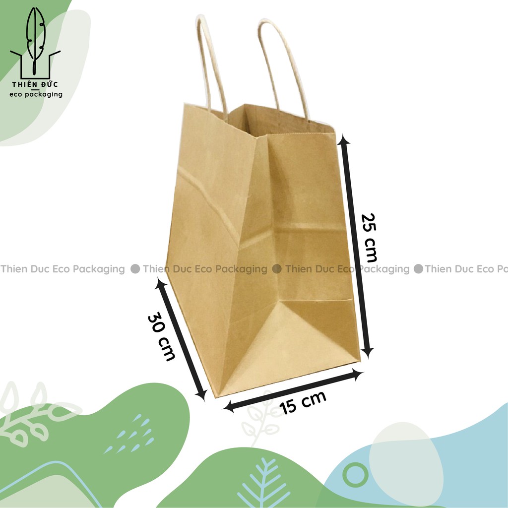 Combo 20 TÚI GIẤY XI MĂNG 30x25x15cm KRAFT NHẬT CÓ QUAI DÙNG ĐỰNG QUẦN ÁO, QUÀ, THỰC PHẨM…