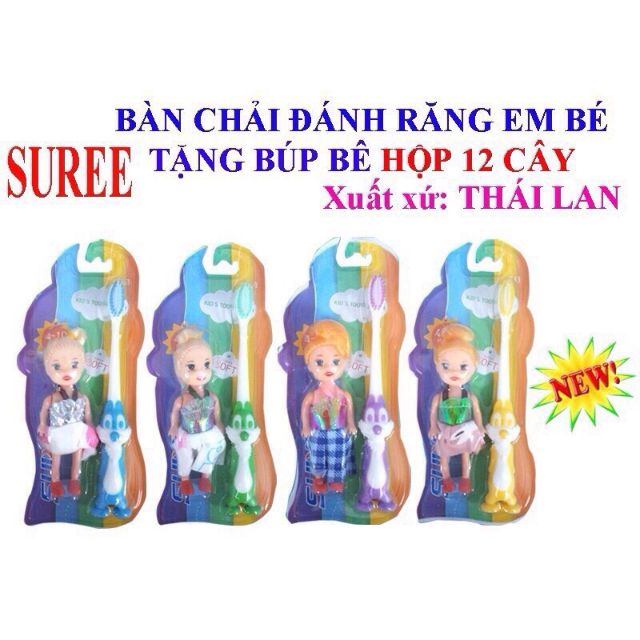 Bàn chải đánh răng cho bé tặng Búp bê đồ chơi hàng Thái