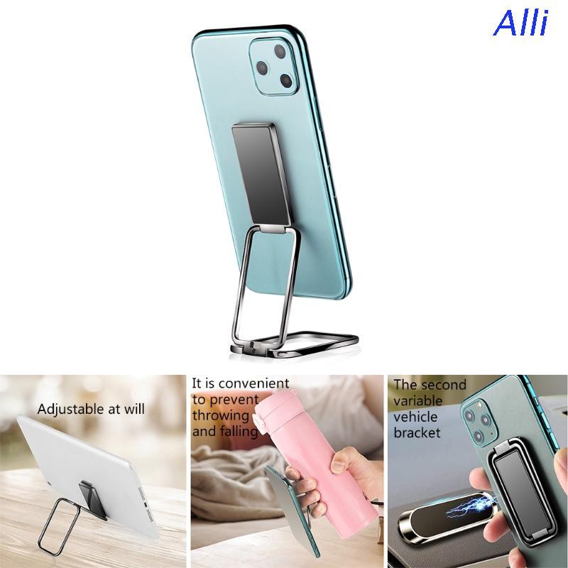 Alli Magnetic Mobile Holder Desk Stand for Phones Double-Ring Foldable Phone Stand Desk Bracket for iPad Tablet Desktop