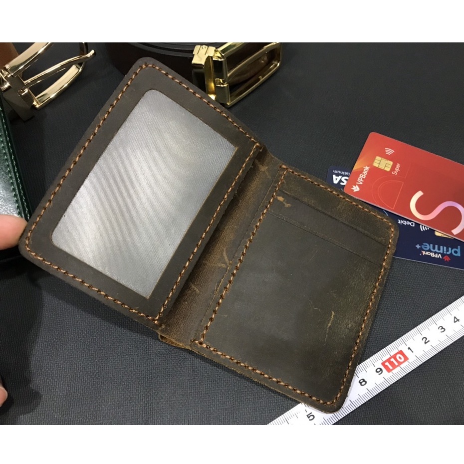 Ví nam da bò sáp ngựa điên Handmade, bóp nam da bò thật 100% khâu tay thủ công BH 1 năm - Bụi Store