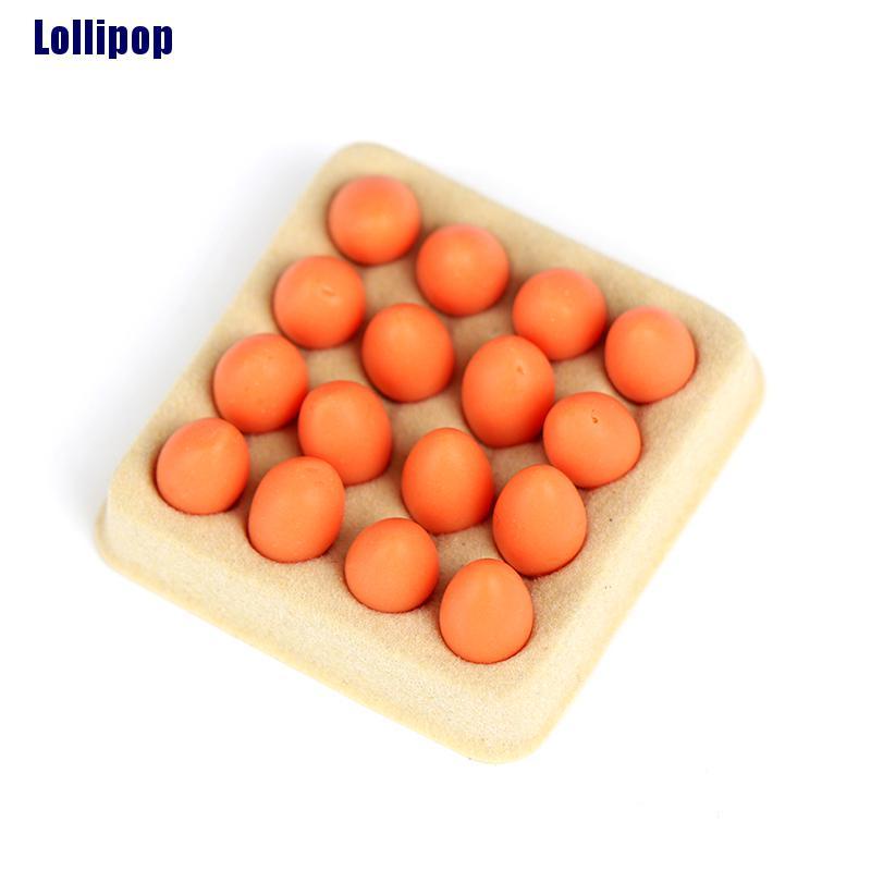 Bộ 16 trứng và khay đựng đồ ăn tỉ lệ 1: 12 cho nhà búp bê