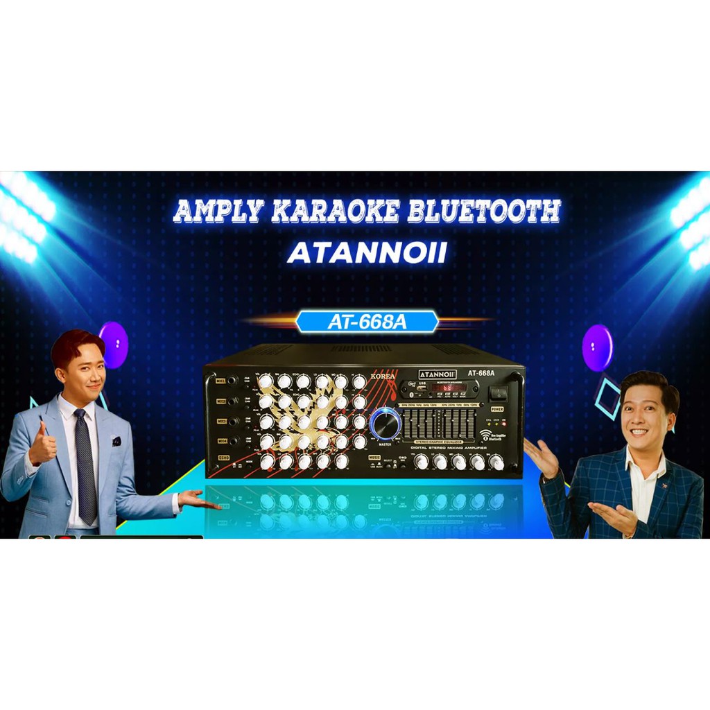 Amply USB Bluetooth - Ampli Karaoke Gia Đình ATANNOII AT-668A 16 sò Nhật SA1943 - SC5200, 2 quạt gió - Dòng cao cấp