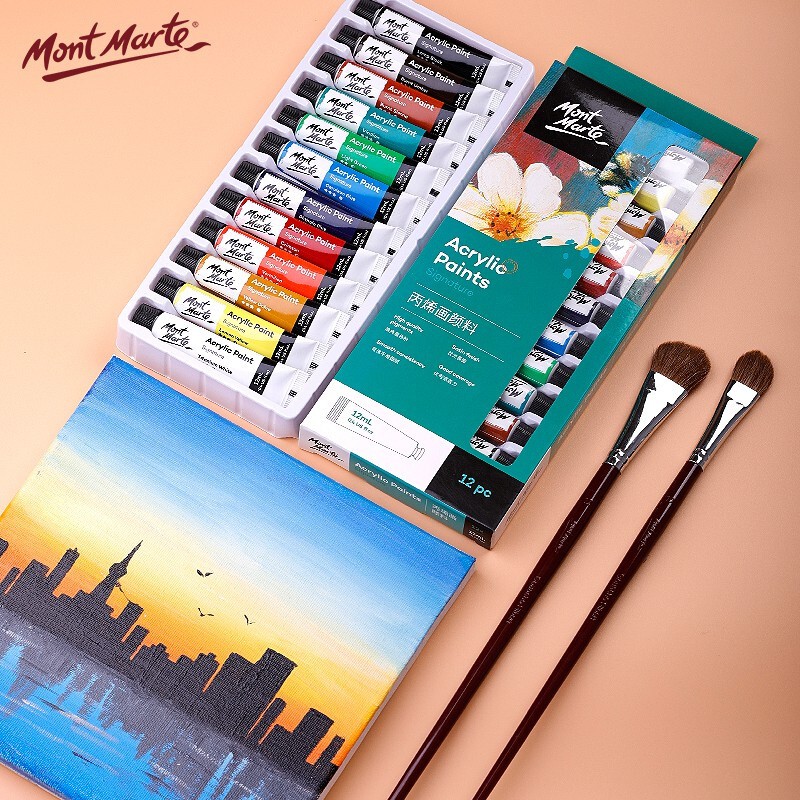 Bộ 12 Màu Acrylic Mont Marte x 12ml - Acrylic Paints Signature - PMHS0026