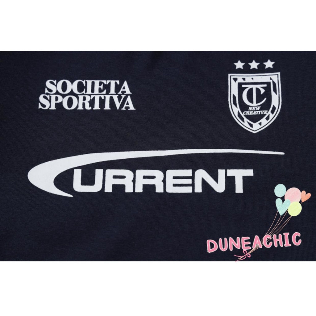 DUNEA Áo Thun Croptop Tay Dài In Chữ Cá Tính Trẻ Trung Cho Nữ