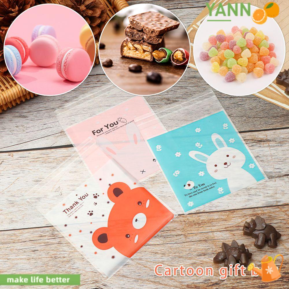 Set 100 Túi Nhựa 10x10cm Họa Tiết Hoạt Hình Dễ Thương Dùng Đựng Bánh Quy/ Bánh Quy