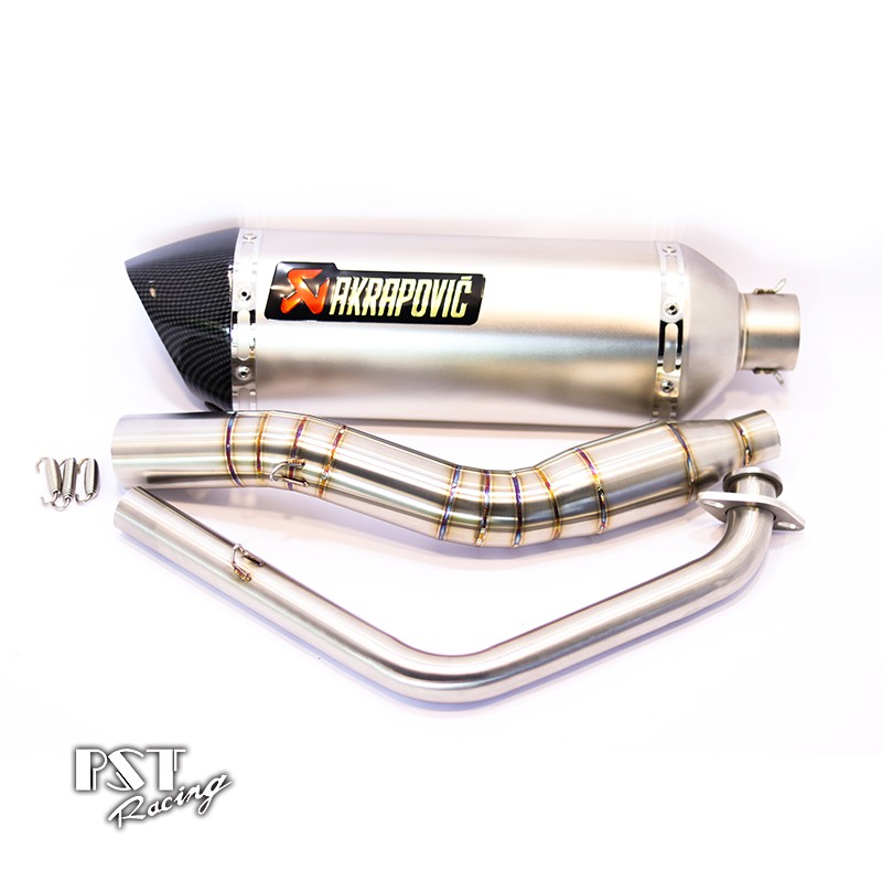 Pô Akrapovic 47 trắng kèm Cổ bầu hơi inox 304 cao cấp