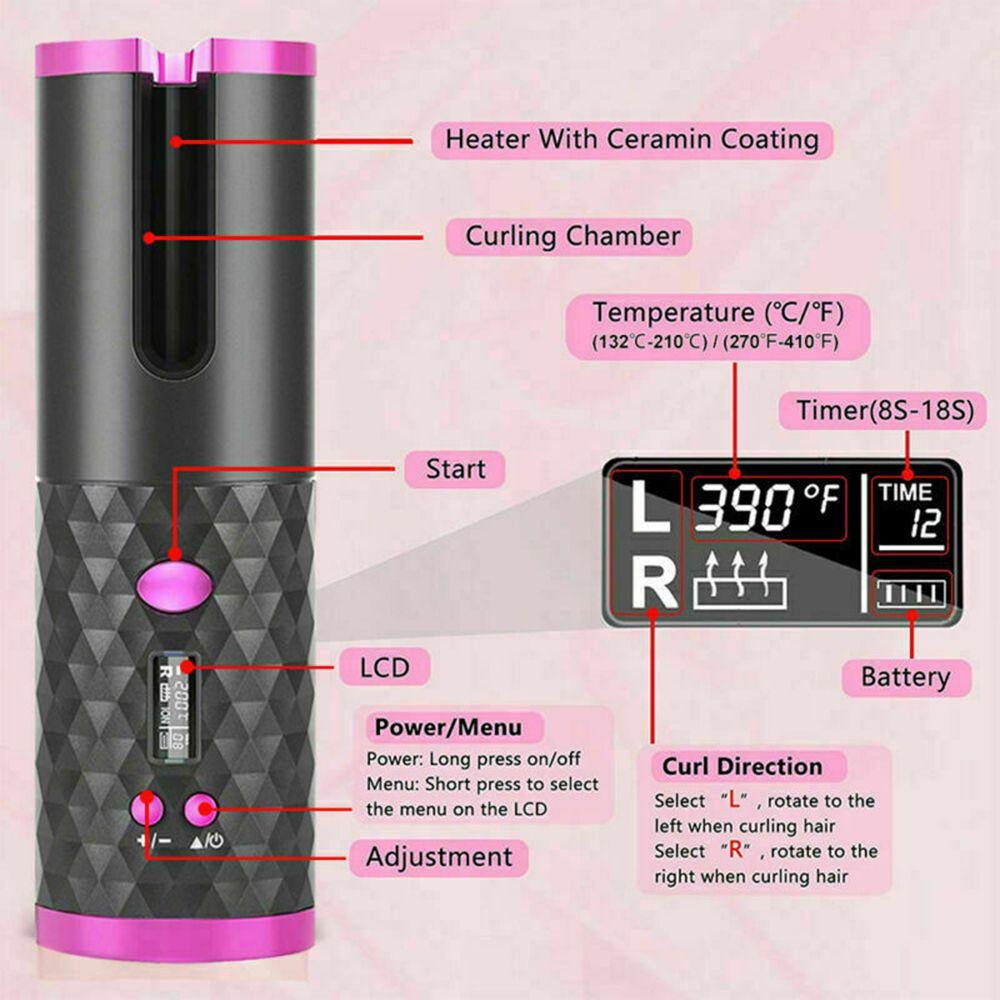 Máy Uốn Tóc Không Dây Sạc USB Bằng Sứ Cao Cấp