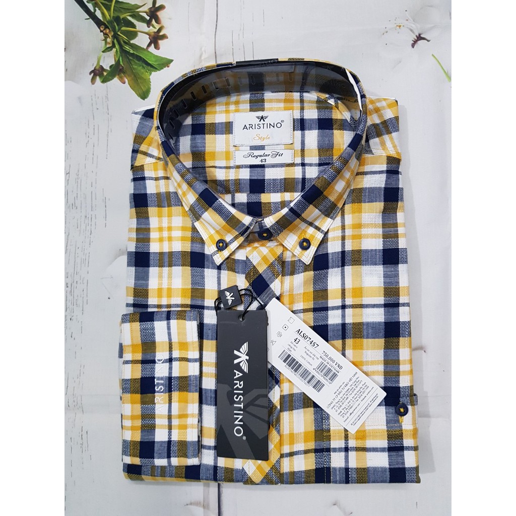 (Xả lỗ) Áo sơ mi nam caro ARISTINO trẻ trung 100% cotton- 3 màu- 750K- 41-42-43- als074s7-als075s7-als076s7