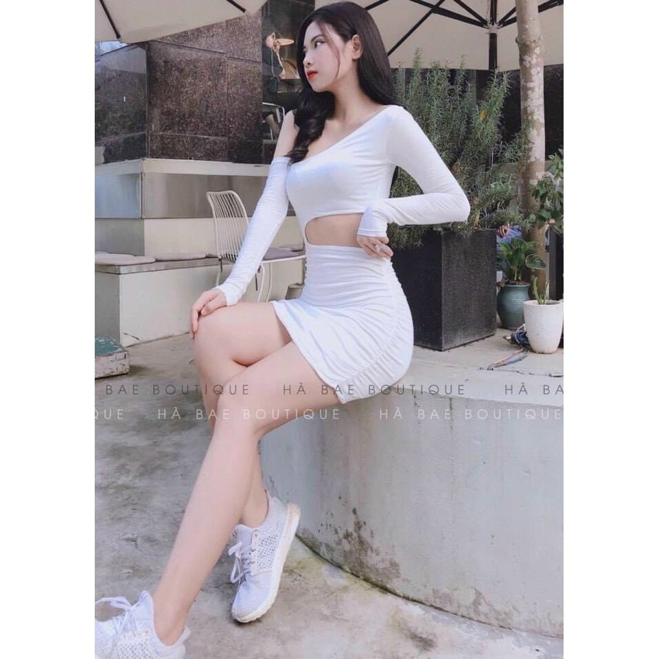 Đầm Body Tay Dài Khoét Ngực Eo ,KEMPK Màu Sắc Nhã Nhặn Thật Sự Phù Hợp Để Tới Công Sở, Đi Làm Hoặc Đi Chơi