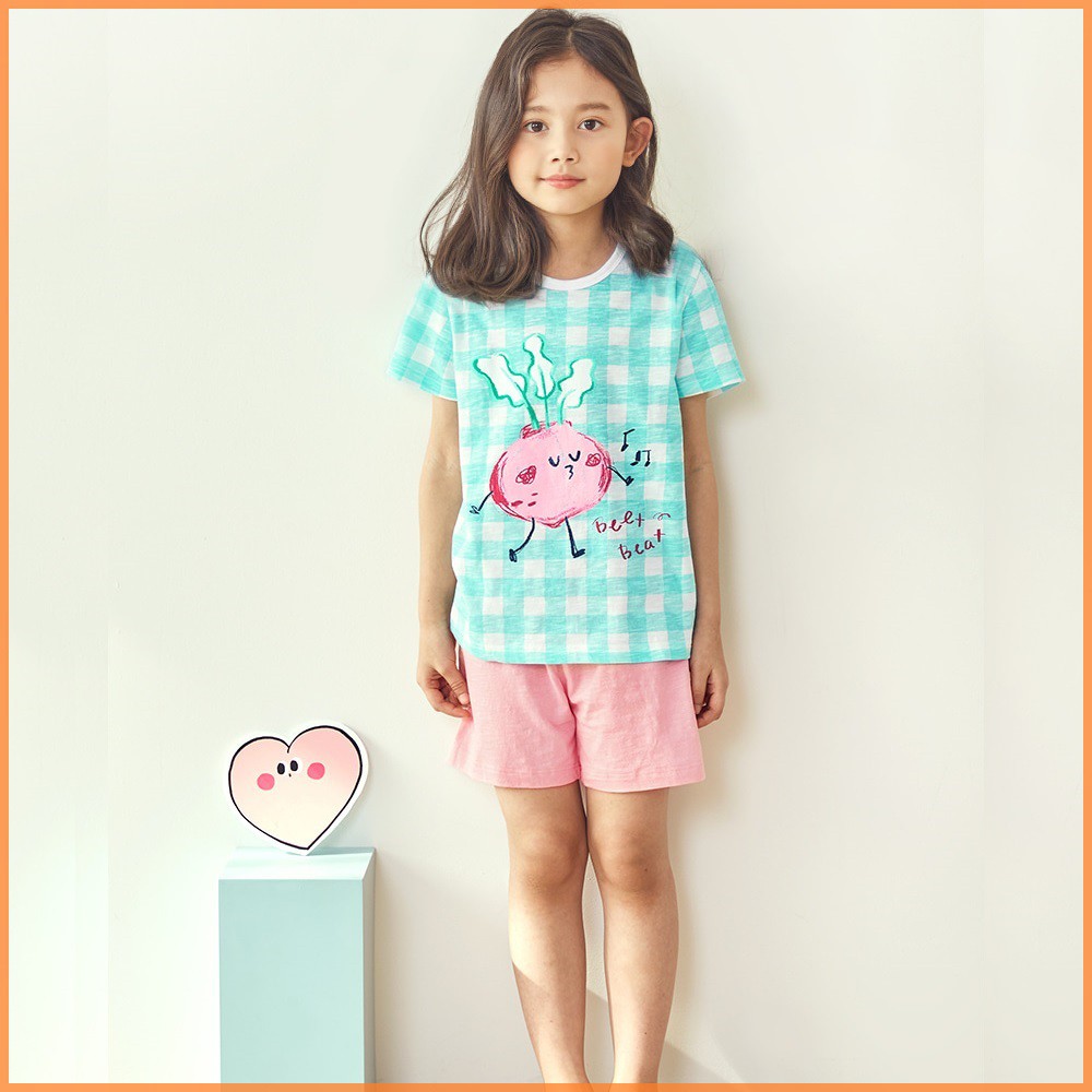 UNIFRIEND Kids Pajamas Girls Sleepwear Clothes Set Home Wear, Short Sleeve 100% Organic, Girls Pyjamas Nightwear