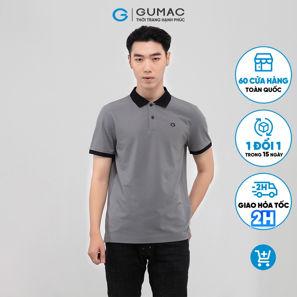 Áo polo nam phối bo cổ GUMAC đủ màu, đủ size thiết kế công sở ATNB396