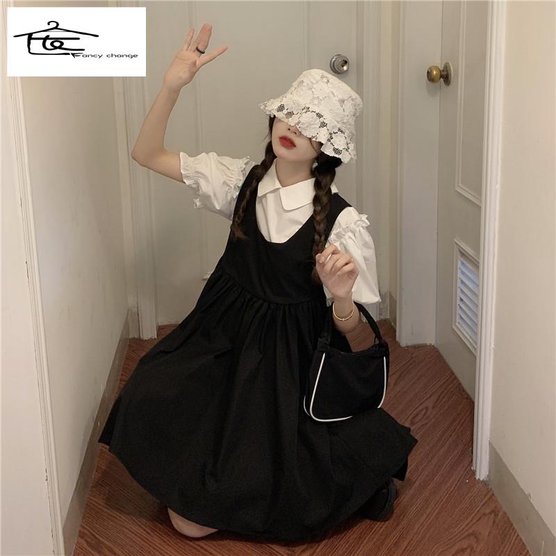 Set Áo Tay Phồng Ngắn + Chân Váy Chữ A Phong Cách Hàn Quốc Thời Trang Mùa Hè 2022 Mới Dành Cho Nữ