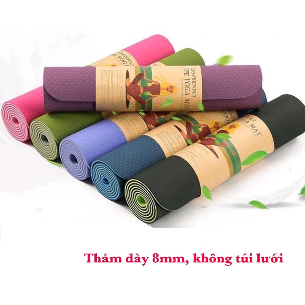 [XẢ LỖ]THẢM TẬP YOGA TPE CAO CẤP DÀY  8MM, THÍCH HỢP TẬP GYM MẪU MỚI 2021