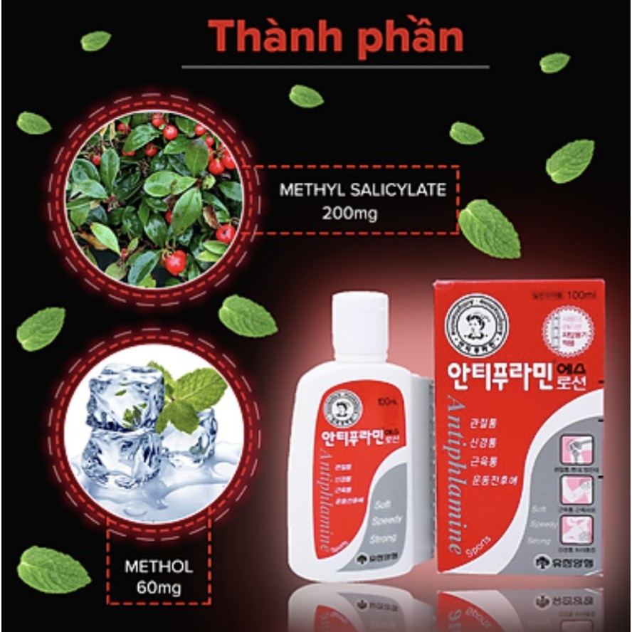 Dầu Nóng Hàn Quốc Antiphlamine Chính Hãng 100ml, Dầu Xoa Bóp Đau Nhức Mỏi Toàn Thân Hiệu Quả Tức Thì