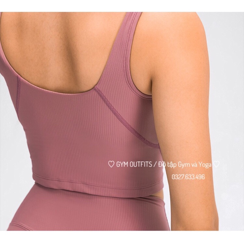 Áo Ngực Thể Thao Lululemon Align Tank Top Ribbed -Áo Bra Tập Gym Yoga Nâng Đỡ Ngực Có Sẵn Mút Vải Cotton Gân Tăm