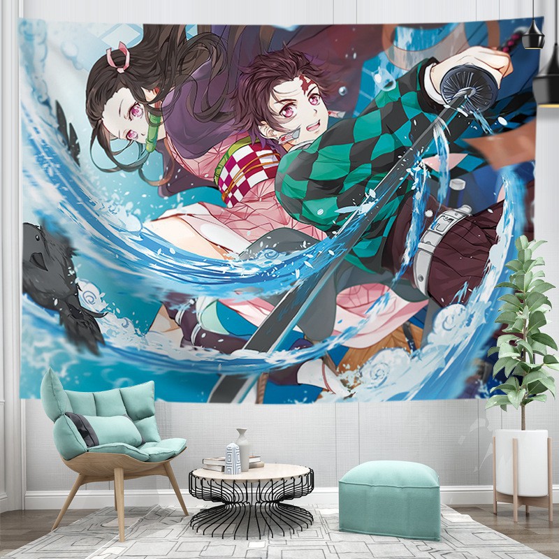 Vải Treo Tường  Anime Kimetsu No Yaiba Decor Phòng Chọn Lọc Những Bản Đẹp ( Tặng đèn led 7m và phụ kiện )