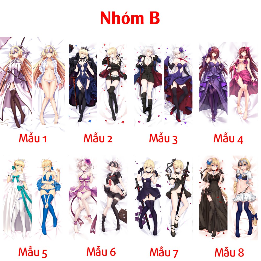 {48 mẫu Dakimakura}Vỏ Gối ôm Anime Fate Grand Order Fate stay night siêu to dài 1,5mx50cm hàng có sẵn đặt theo yêu cầu