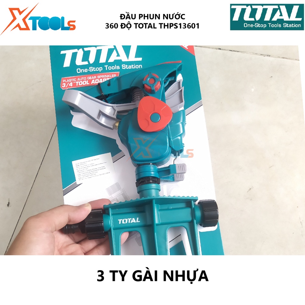 Đầu phun tưới 360 độ TOTAL THPS13601 máy tưới nước bằng nhựa Kích thước 38*17,4*6,4cm, tưới vườn, làm mát mái